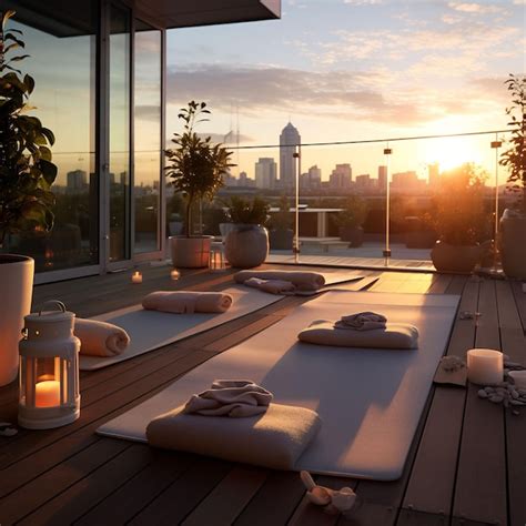 Premium AI Image | a balcony with a view of the city skyline and a city ...