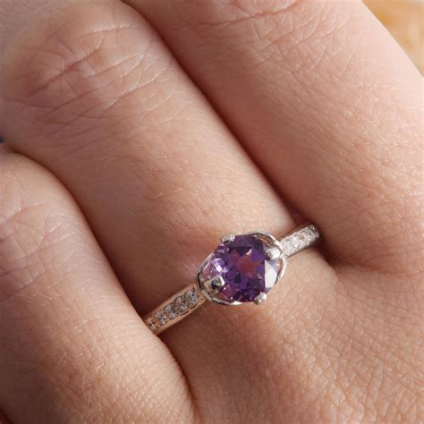 Unique Amethyst Engagement Ring Silver Amethyst Ring Womens - Etsy ...