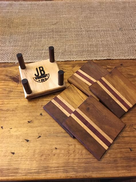 Drink Coaster set made from leftover Maple, Teak, Purple Heart and ...