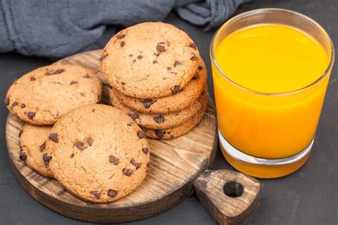 Chocolate Cookie with Orange Juice Stock Photo - Image of cocoa, dishes ...