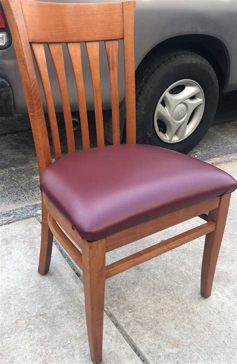 Uhuru Furniture & Collectibles: Chair with Maroon Leather Seat - $45