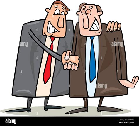 cartoon illustration of two politicians shaking hands for agreement ...