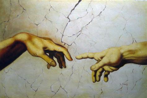 Hands Of God And Adam Painting by Michelangelo Reproduction ...