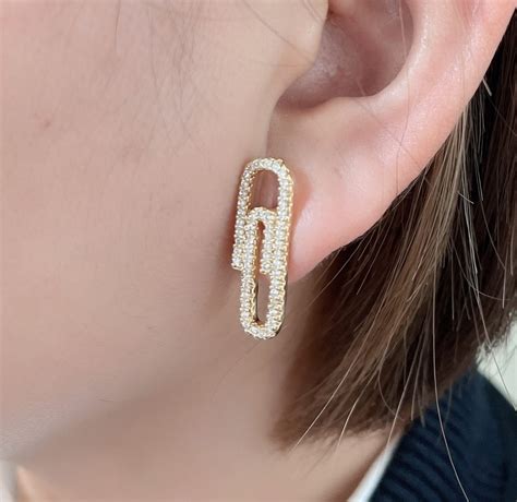 18K Gold Filled Paper Clip Earrings, Dangle Paperclip Earring, Dainty ...