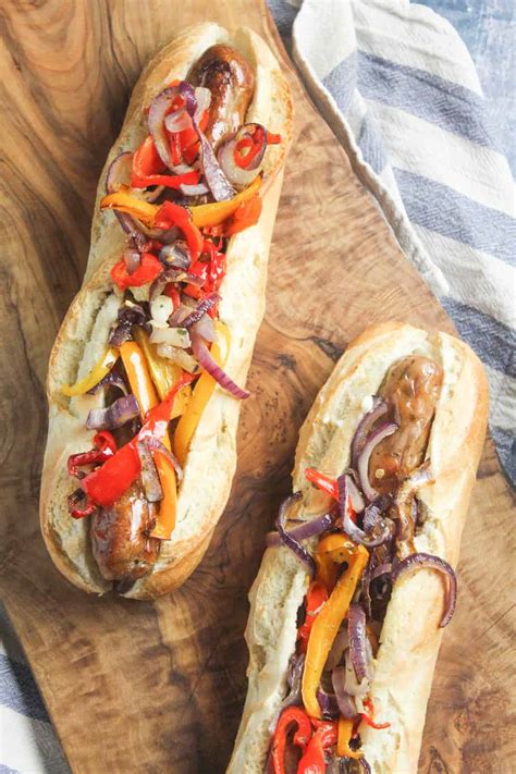 Sausage Sandwiches with Roast Peppers and Onion - Carrie's Kitchen