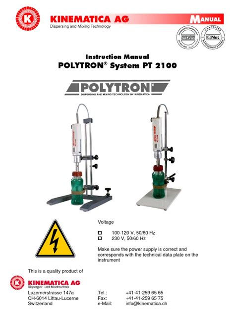 Polytron Homogenizer Manual | Power Supply | Switch