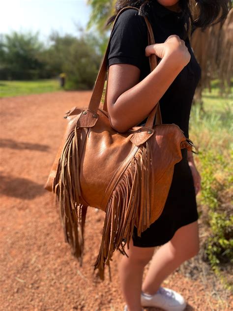 Leather Fringe Purse Leather Fringe Bag Boho Purse Shoulder - Etsy