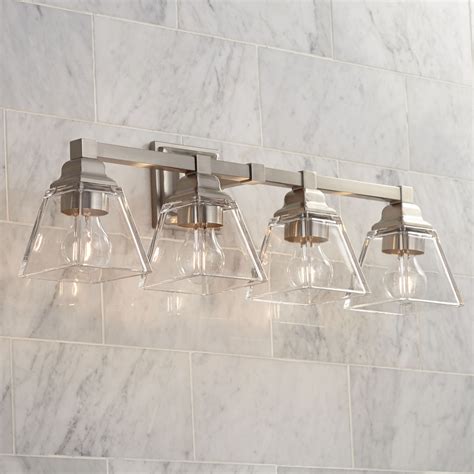 Regency Hill Modern Wall Light Satin Nickel Hardwired 28" Wide 4-Light ...