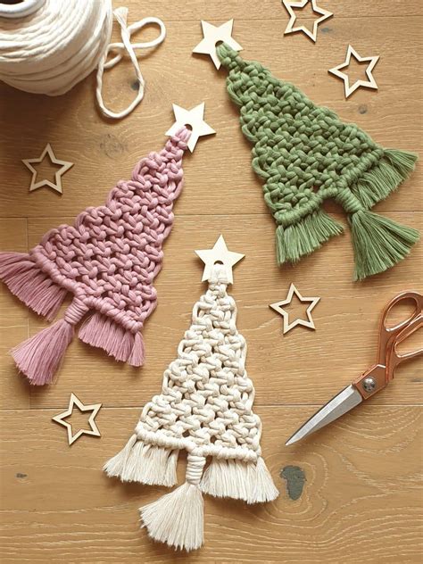 Macramé DIY KIT, Christmas Tree With Wooden Star, Holiday, Craft ...