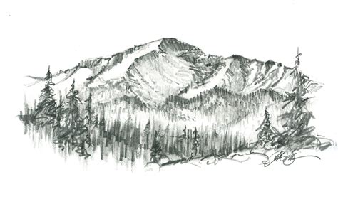 Mountain Pencil Sketch at PaintingValley.com | Explore collection of ...