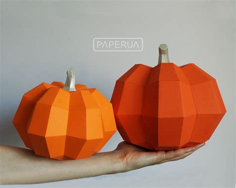 Calabazas Low Poly 2 tamaños, Plantilla Digital, PDF Papercraft 3D ...