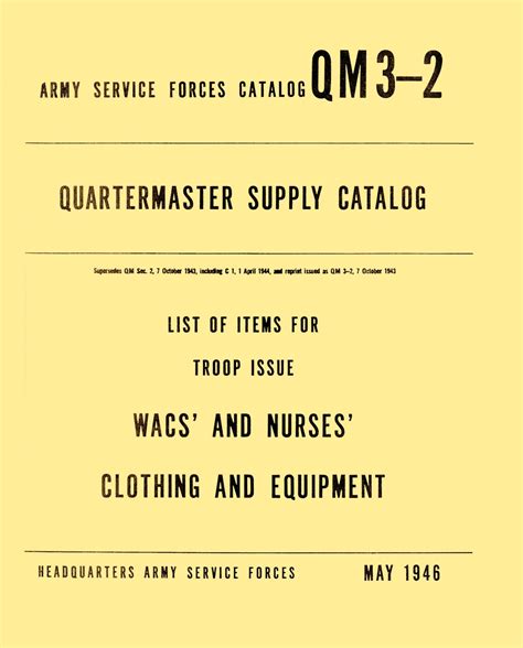 Quartermaster Supply Catalog QM 3-2 - 1946 : Headquarters, Army Service ...