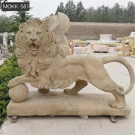 Life Size Outdoor Stone Lion Statue with A Ball for Sale MOKK-581 ...