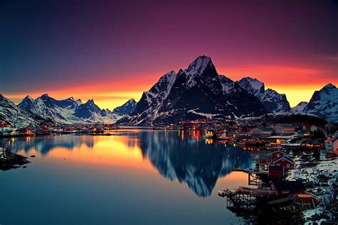 HD wallpaper: mountains, norway, world, hd, 4k, reflection, sunset ...