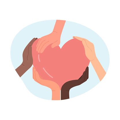 Multicultural Hands Touching One Heart Stock Illustration - Download ...