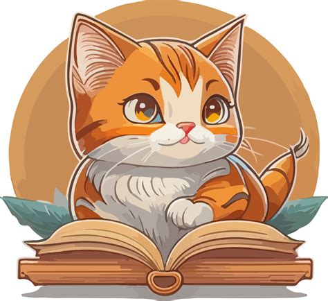 Cute Little Cat Mascot with Book Logo Design 23286094 PNG