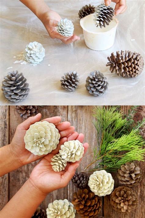 pine cones are being used as decorations for the christmas tree, and ...