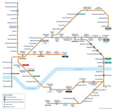 Map of London commuter rail: stations & lines