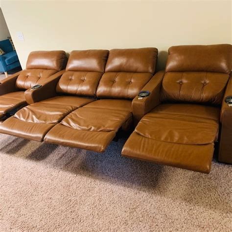 Genuine Leather Home Theater Seating - AptDeco