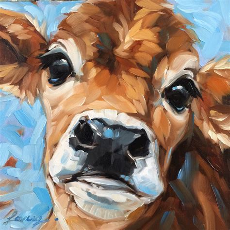 Cow Painting 6x6 inch original impressionistic oil painting Art ...