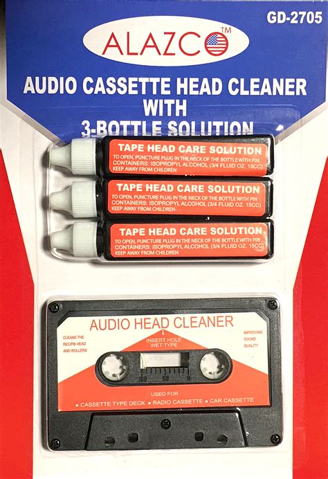 Audio Tape Cassette Head Cleaner Demagnetizer w/ 3 Cleaning Fluids Care ...