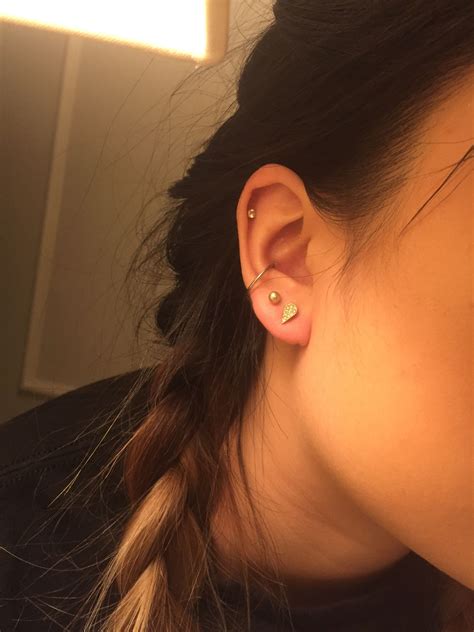 My earring combo-Double lobe cartilage helix and conch hoop | Earings ...