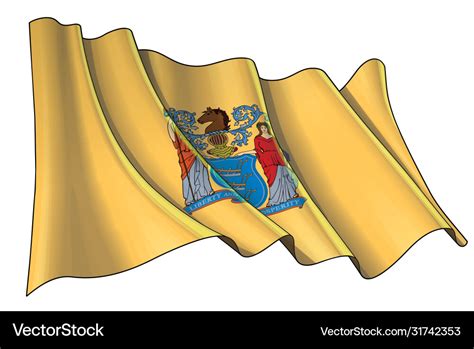 Waving flag state new jersey Royalty Free Vector Image