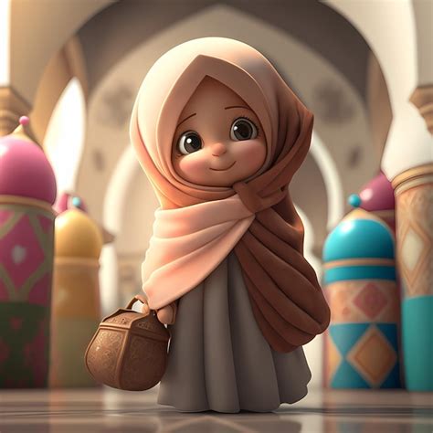 Premium Photo | Adorable and Cute Muslim Children cartoon character 3D ...