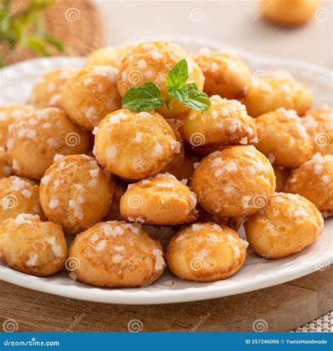 Delicious French Chouquette Choux Pastry Dessert Pearl Sugar Puff on ...