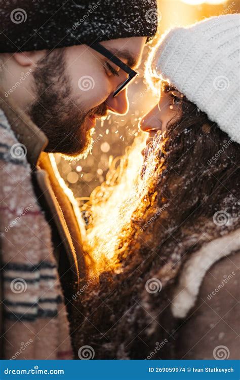 Two People in Love Hugging in Winter Night City Stock Photo - Image of ...