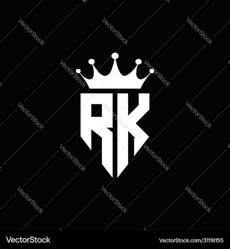 Rk logo monogram emblem style with crown shape Vector Image