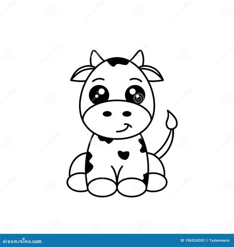 Cute black and white cow. stock vector. Illustration of gaze - 196524292