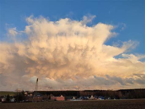 Epic Golden Storm Clouds at Sunset Stock Photo - Image of bluesky ...