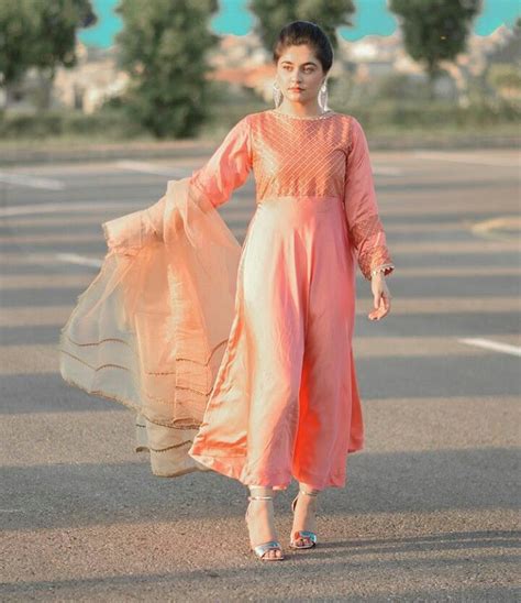 Peach color dress , casual wear, simple dress,