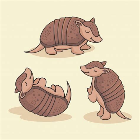 Cute armadillo cartoon animal group Premium Vector | Premium Vector # ...