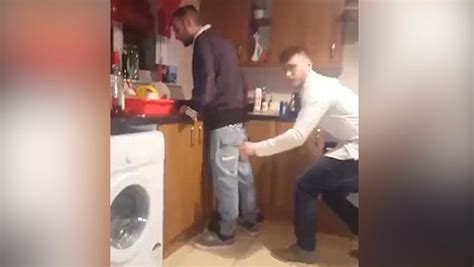 Man loses his balance after friend ripped his trousers off for a prank ...