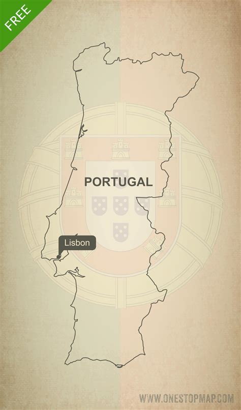 Free Vector Map of Portugal Outline | One Stop Map