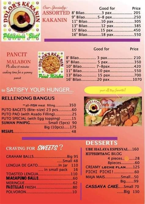 #updated pricelist... - Dolor's Kakanin Bf Homes Paranaque