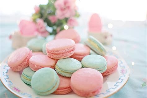 HD wallpaper: macarons, pink, aqua, pastels, cookies, biscuits, sweet ...