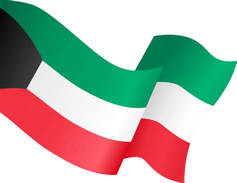 Kuwait flag wave isolated on png or transparent background,Symbol ...