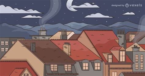 Night Town Background Design Vector Download