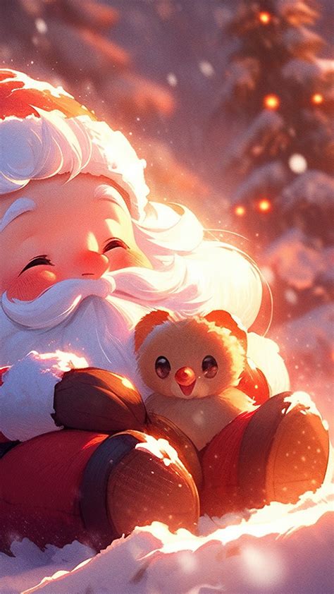 Adorable Wallpaper 4K, Santa Claus, Cute art, AI art