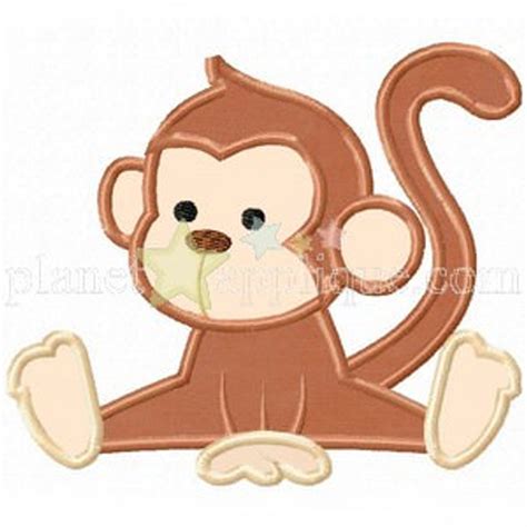 Monkey Face Applique Embroidery Machine Design