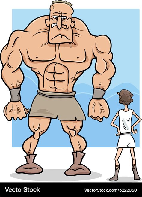 David and goliath cartoon Royalty Free Vector Image