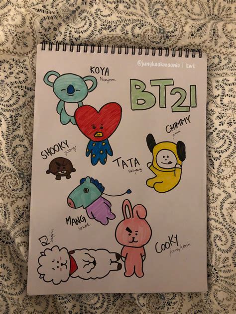 Bt21 Bts Drawing Easy Cartoon Images And Photos Finder | Images and ...