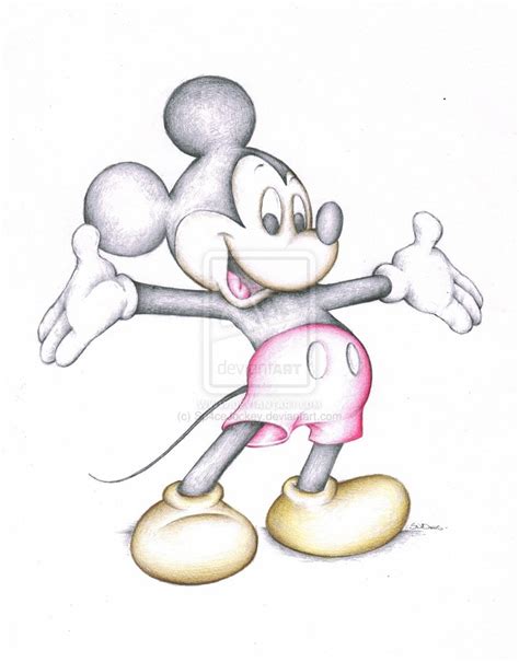 Mickey Mouse Disney Cartoon Art Colour Pencil Drawing High Quality ...