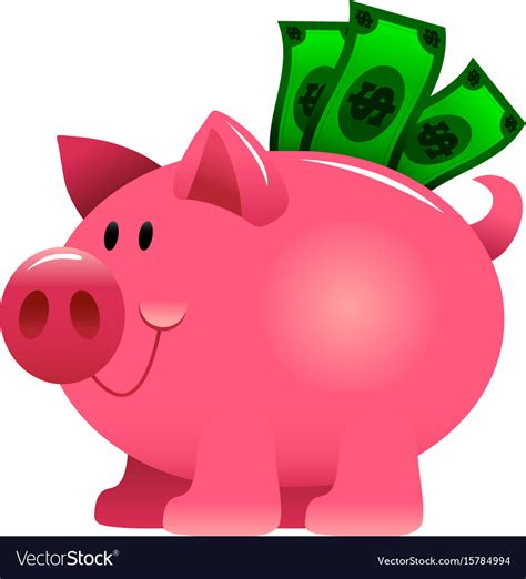 A of cartoon piggy bank stuffed with green Vector Image