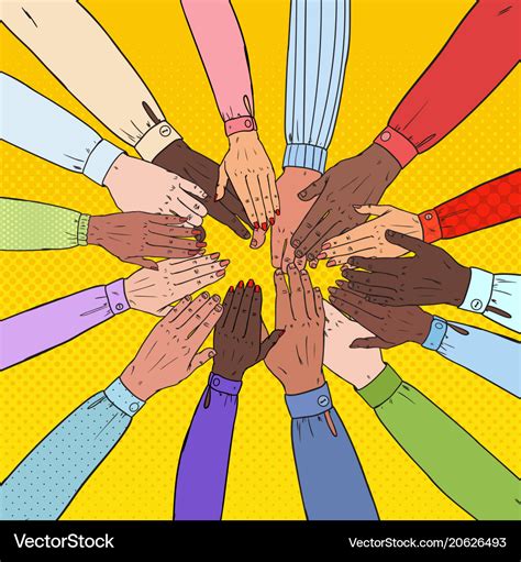 Pop art multicultural hands multiethnic people Vector Image