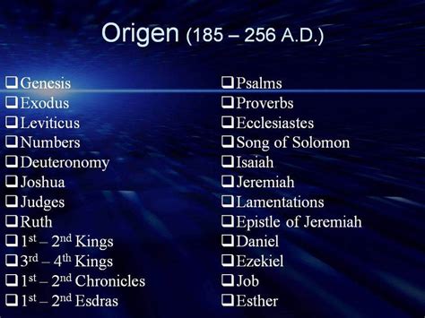 Old Testament Canon Among Christians 2nd Century Onwards - Bible Study