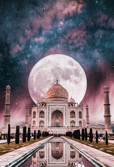 THE TAJ MAHAL, agra, cool, history, moon, night, pink taj mahal, place ...